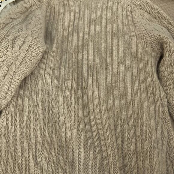 Cambridge Dry Goods LAMB WOOL ANGORA Beige tan Cardigan Sweater Full Zip Sz M - Picture 8 of 9